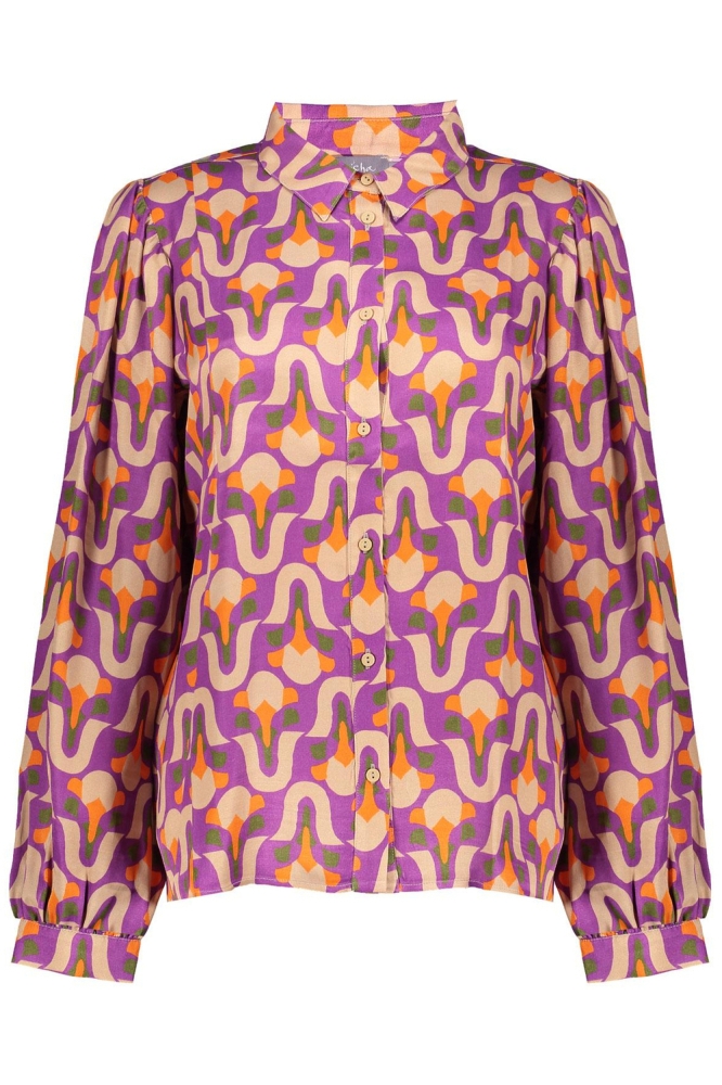 BLOUSE MET VINTAGE PRINT 33644 20 Purple/Coral combi