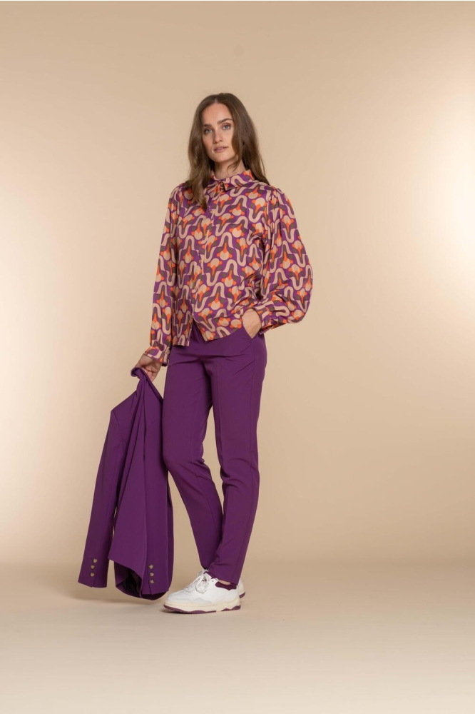 BLOUSE MET VINTAGE PRINT 33644 20 Purple/Coral combi