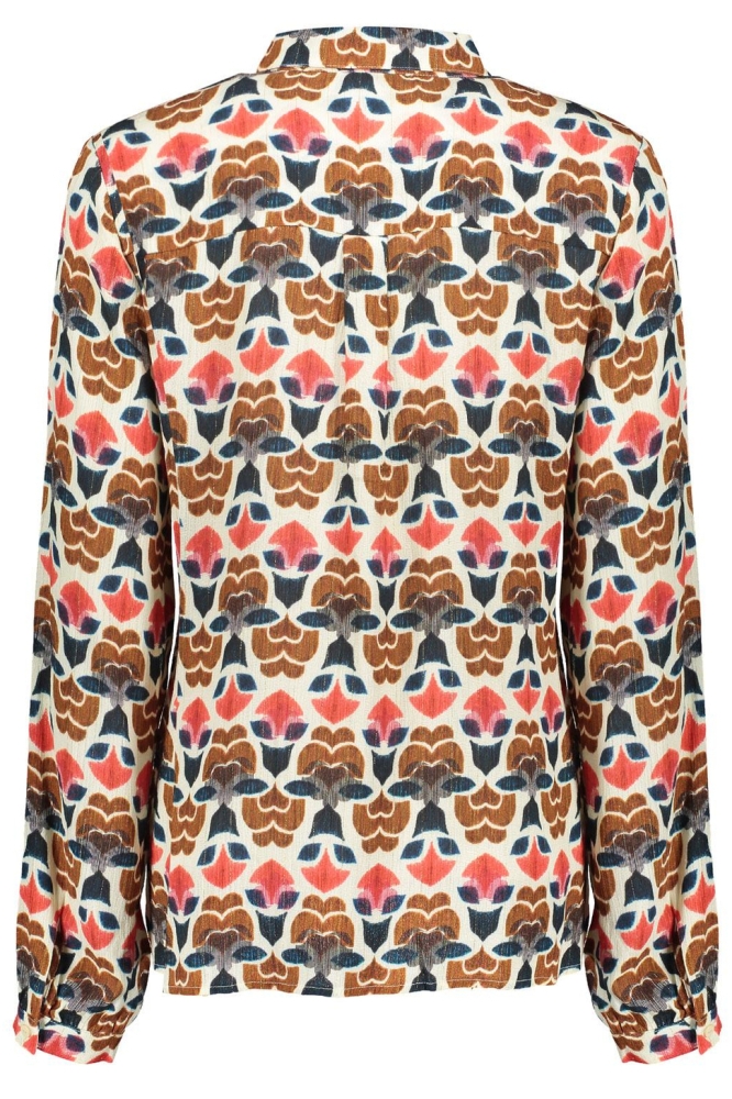 BLOUSE MET PRINT 43680 20 Blue/Coral