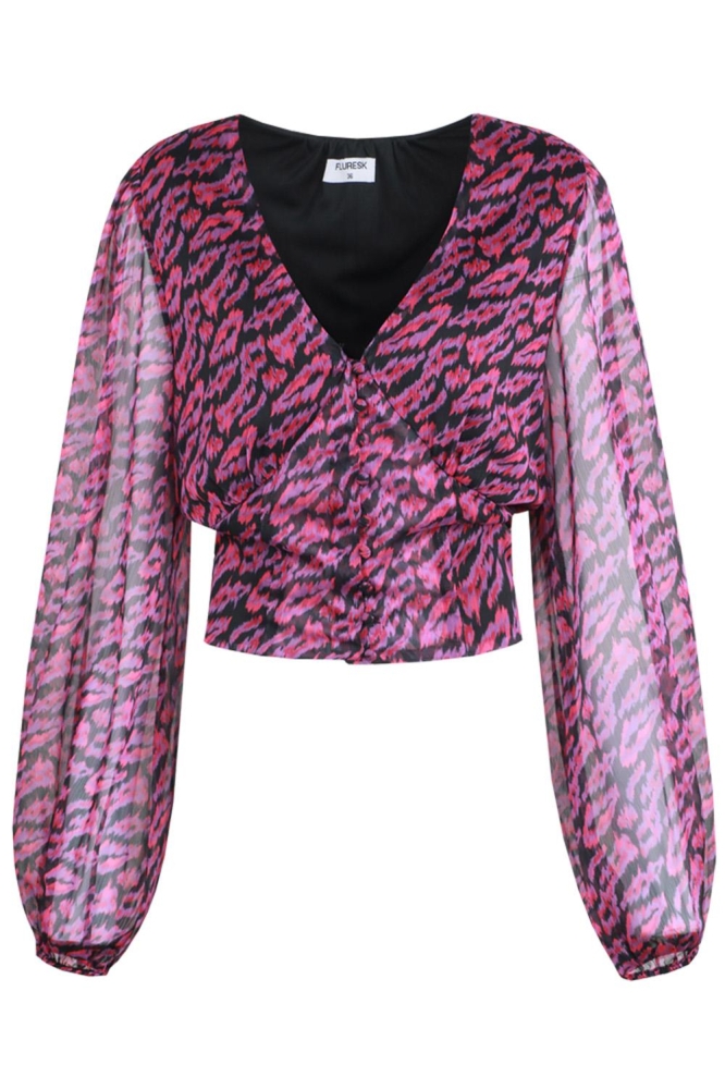 BABS BLOUSE 24NFF03 001321 ZWART/COOL PURPLE