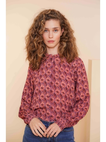 Geisha Blouse KLEURRIJKE BLOUSE MET IKAT PRINT 43698 20 000330 MAUVE/PINK