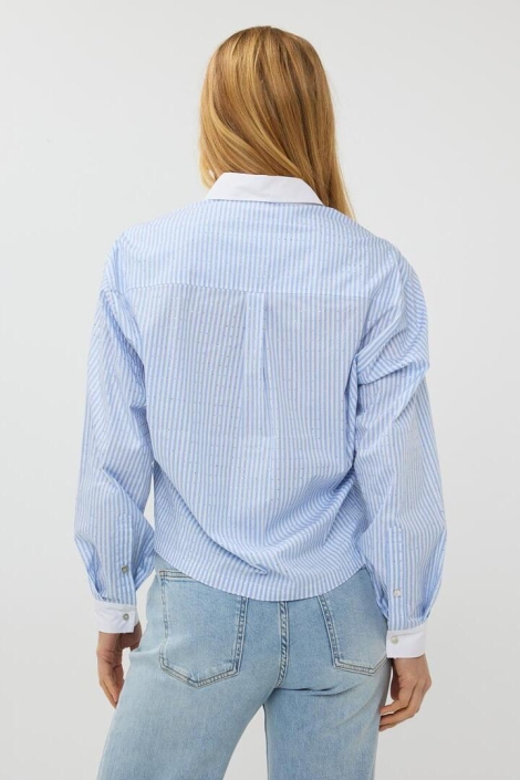 EsQualo blouse rhinestones striped