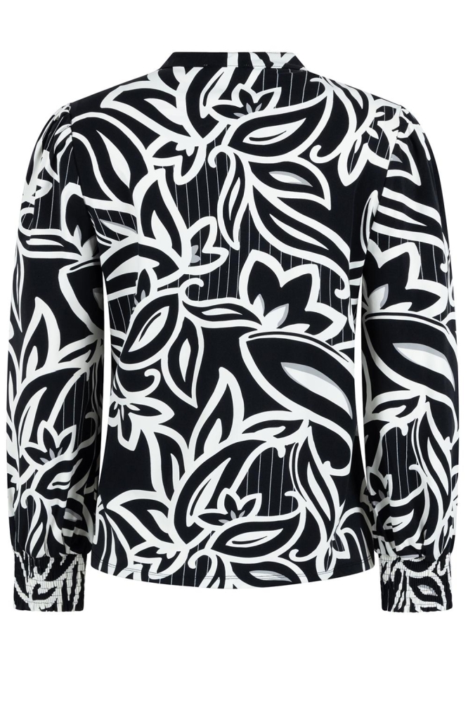 VIVIAN PRINTED TRAVEL BLOUSE 244 1140 BLACK/IVORY