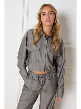 Refined Department Blouse LYLOE LADIES WOVEN GREY BLOUSE R2408879470 997 LIGHT GREY