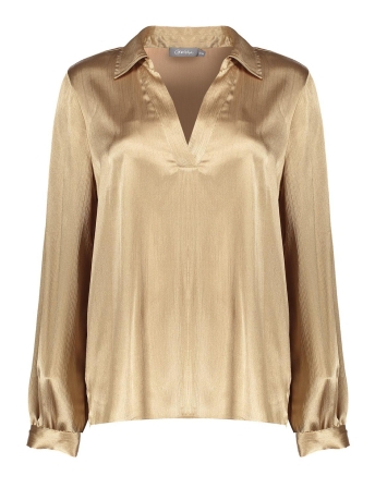 Geisha Blouse SATIN TOP MET V HALS 43540 14 SAND