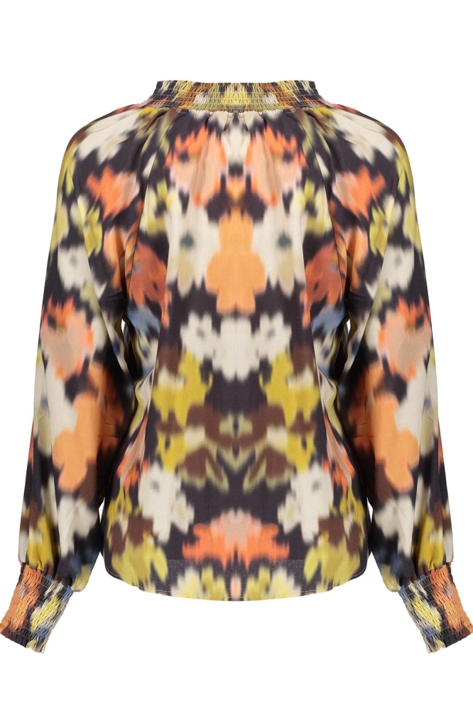 BLOUSE MET PRINT 43702 20 BLACK/BRICK