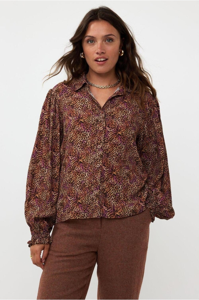 BLOUSE ALYSSA FS2425 1095 BROWN/PURPLE LEOPARD