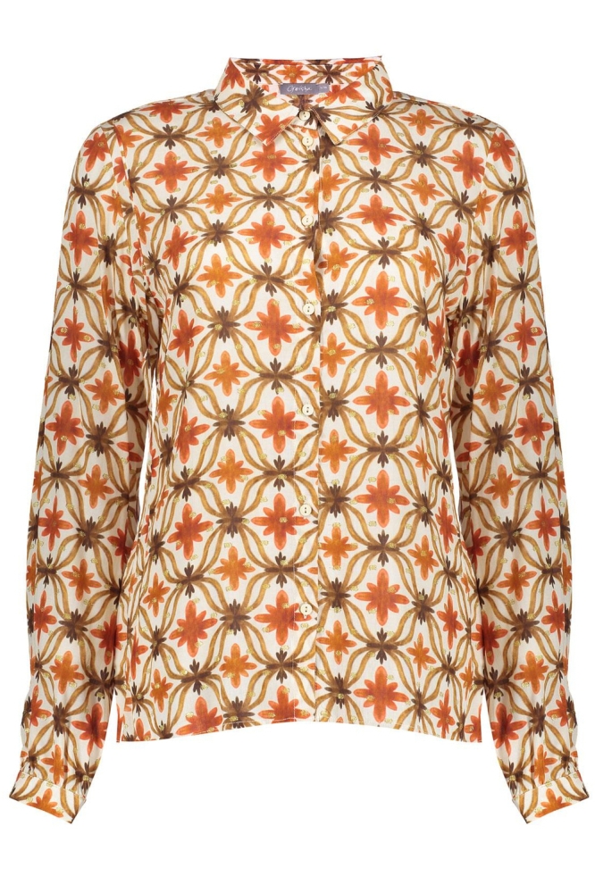 BLOUSE MET BLOEMENPRINT EN LUREX 43697 20 10 off-white/brick