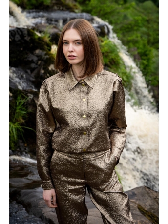 Geisha Blouse BOMBERJASJE MET METALLIC LOOK 43684 20 Gold