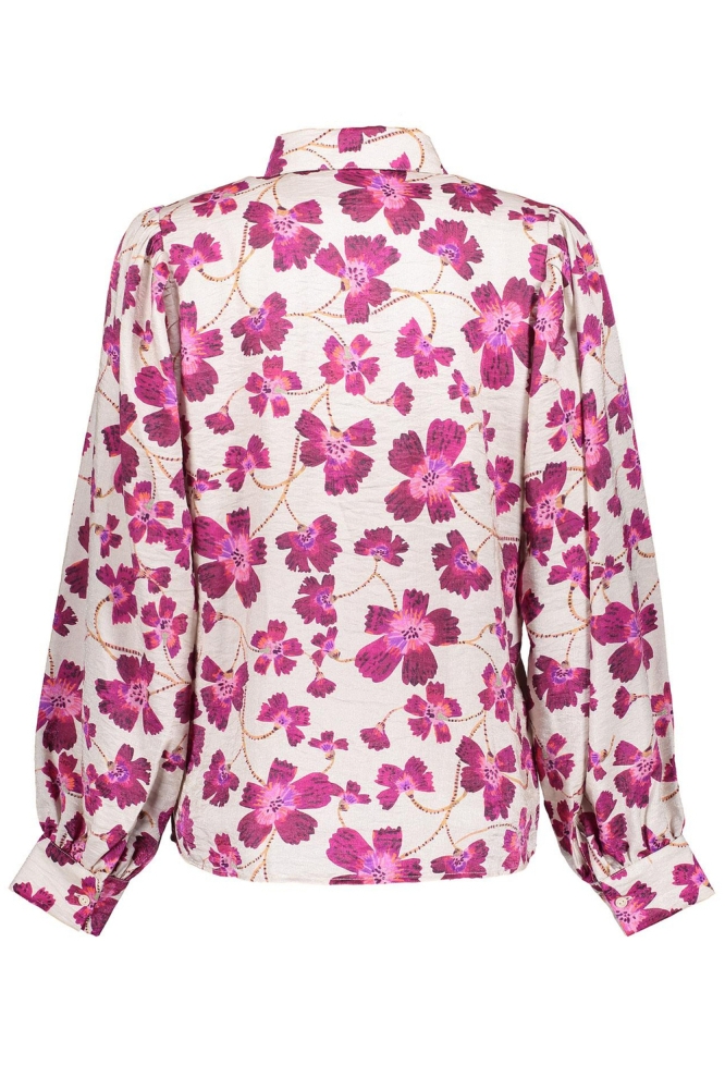 BLOUSE MET BLOEMENPRINT 43951 20 000721 LIGHT SAND/FUCHSI