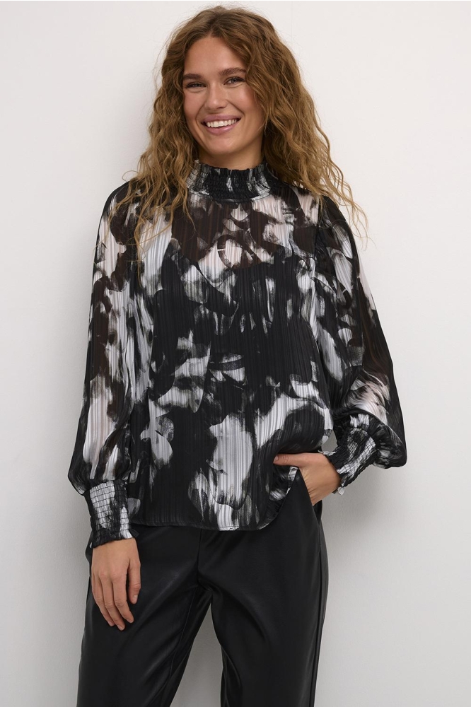 KALIFE BLOUSE 10509201 106593 BLACK/GREY BLURRY GRAPHIC