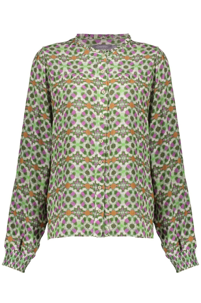 BLOUSE MET PRINT 43965 20 Green/Purple