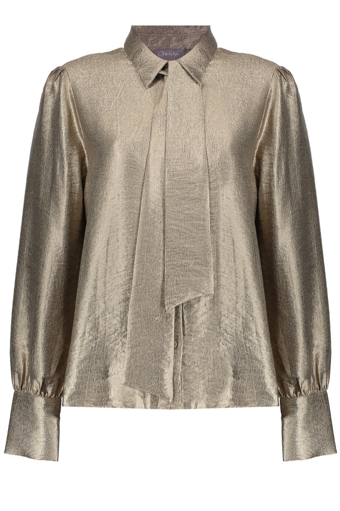 GLIMMENDE BLOUSE MET STRIKDETAIL 43850 32 000025 GOLD