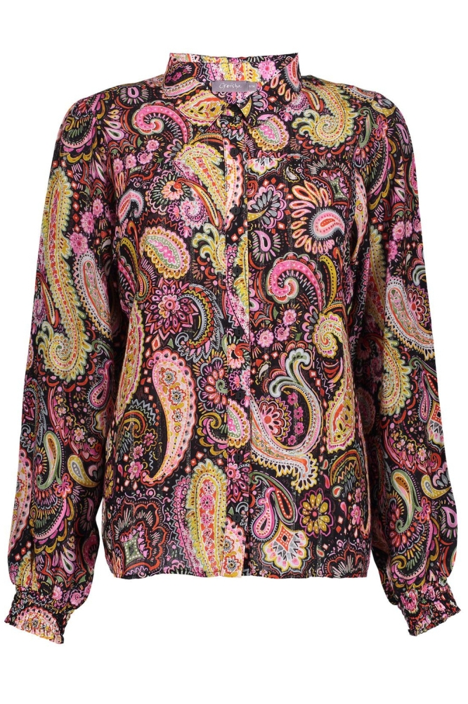 KLEURRIJKE BLOUSE MET PAISLEYPRINT 43949 20 000999 BLACK/FUCHSIA