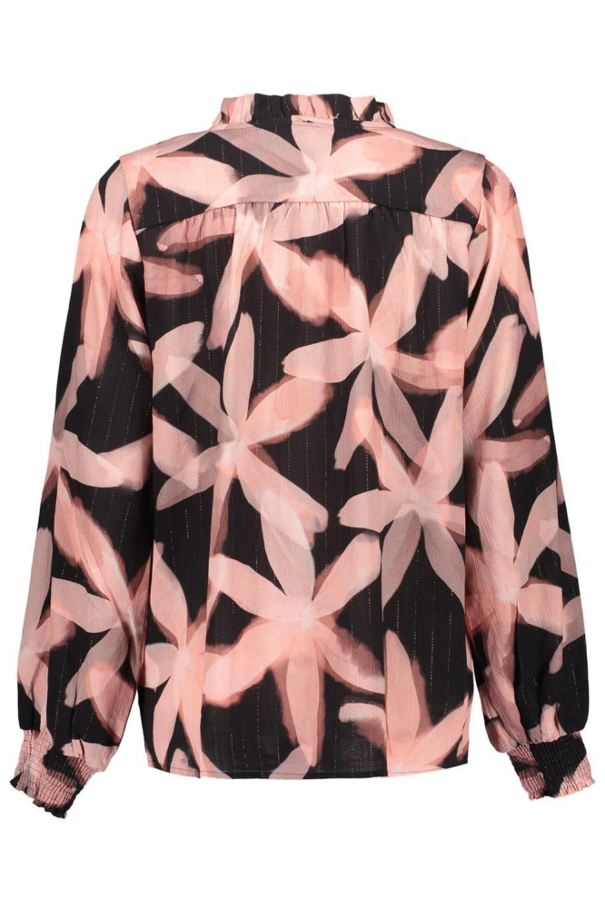 BLOUSE MET BLOEMENPRINTE EN LUREX 43964 20 BLACK/PINK