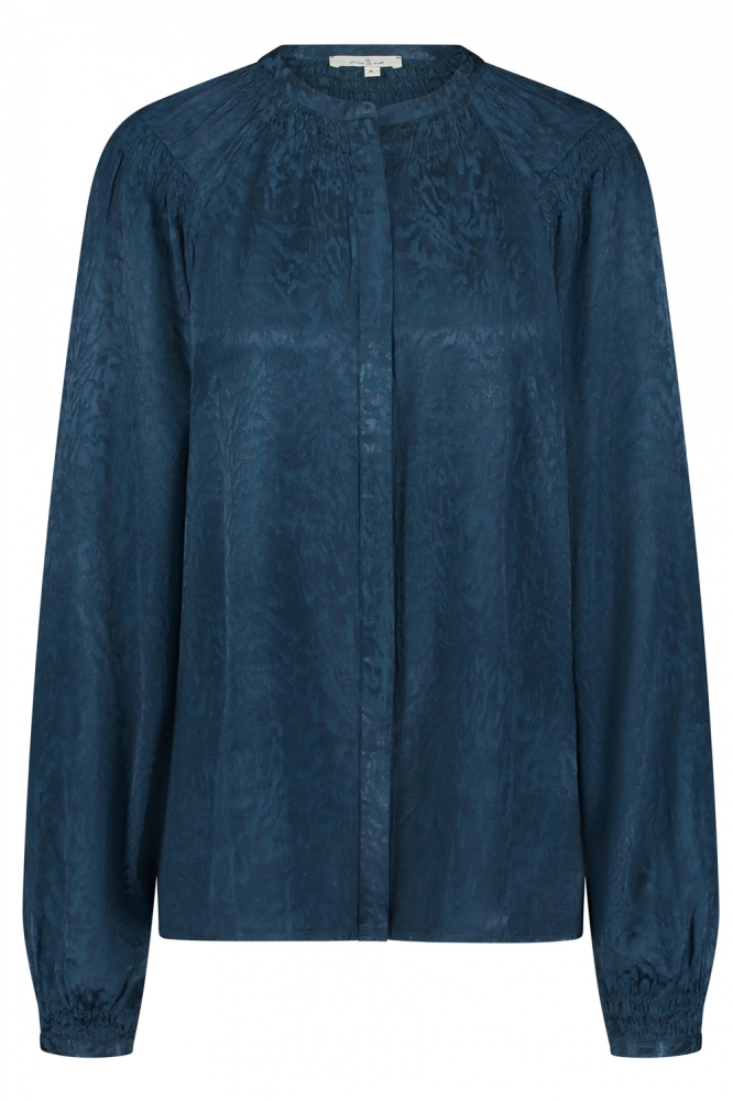 SKY BLOUSE OW24 21 2306 Tempting teal wavy