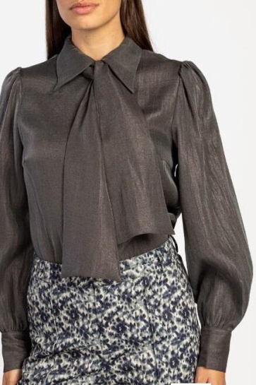 Aaiko Blouse VERONNE TIE SHIMM RAY 517 2 194215 STEEL GREY