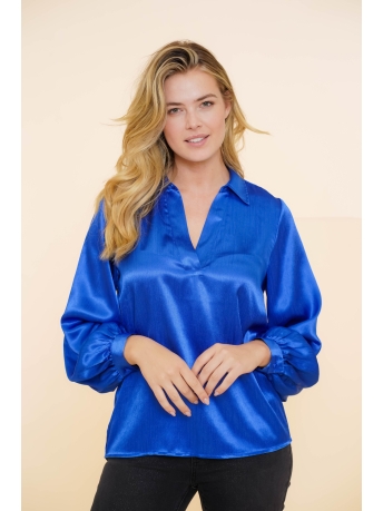 Geisha Blouse V HALS TOP MET SATIN LOOK 43847 14 625 blue