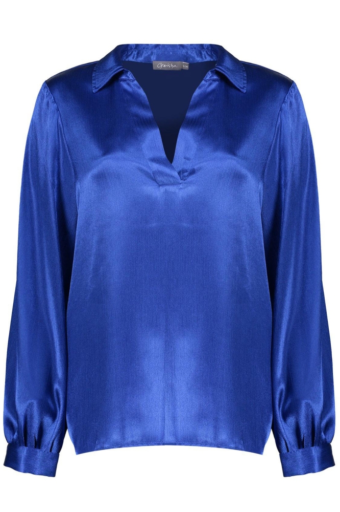 V HALS TOP MET SATIN LOOK 43847 14 625 blue