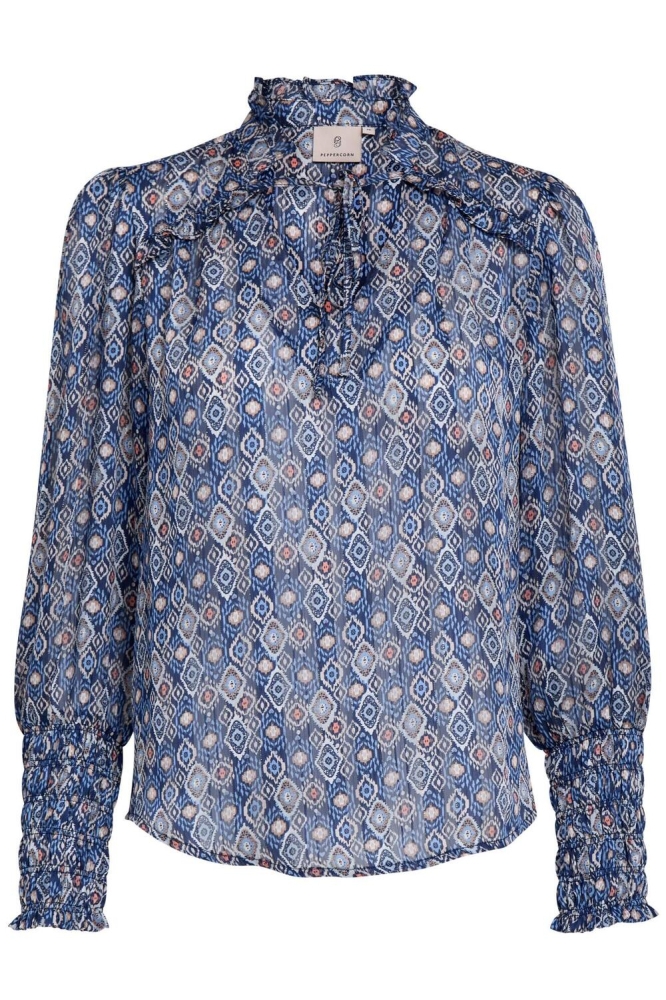 FARAH SMOCK CUFF BLOUSE PC8157 520 ALLURE BLUE PRINT