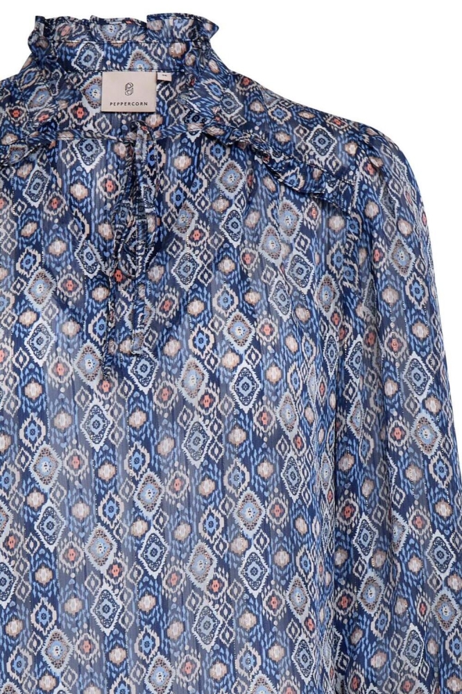 FARAH SMOCK CUFF BLOUSE PC8157 520 ALLURE BLUE PRINT