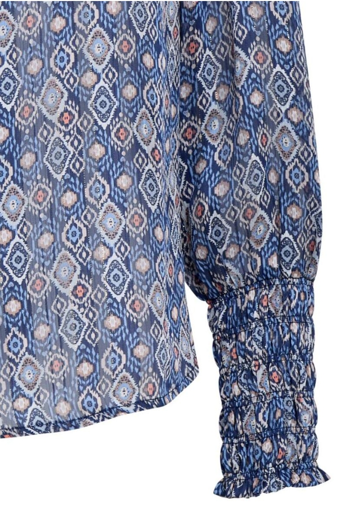 FARAH SMOCK CUFF BLOUSE PC8157 520 ALLURE BLUE PRINT