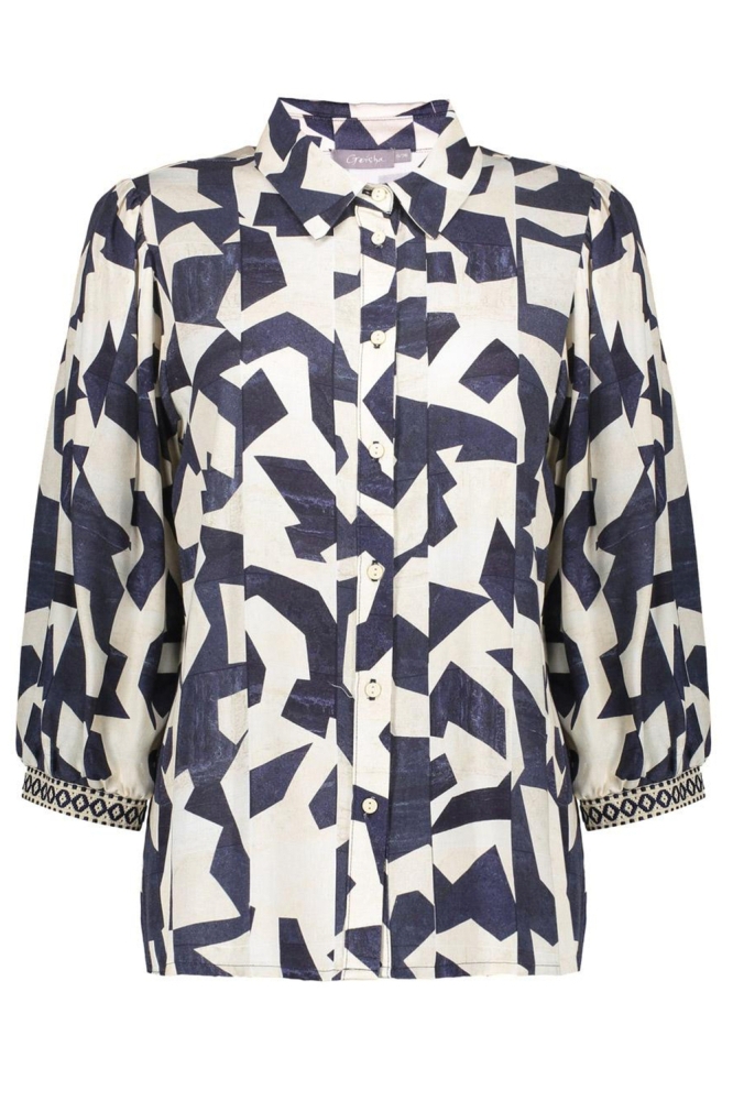 BLOUSE MET GRAFISCH PATROON 53200 20 000675 Navy/Sand