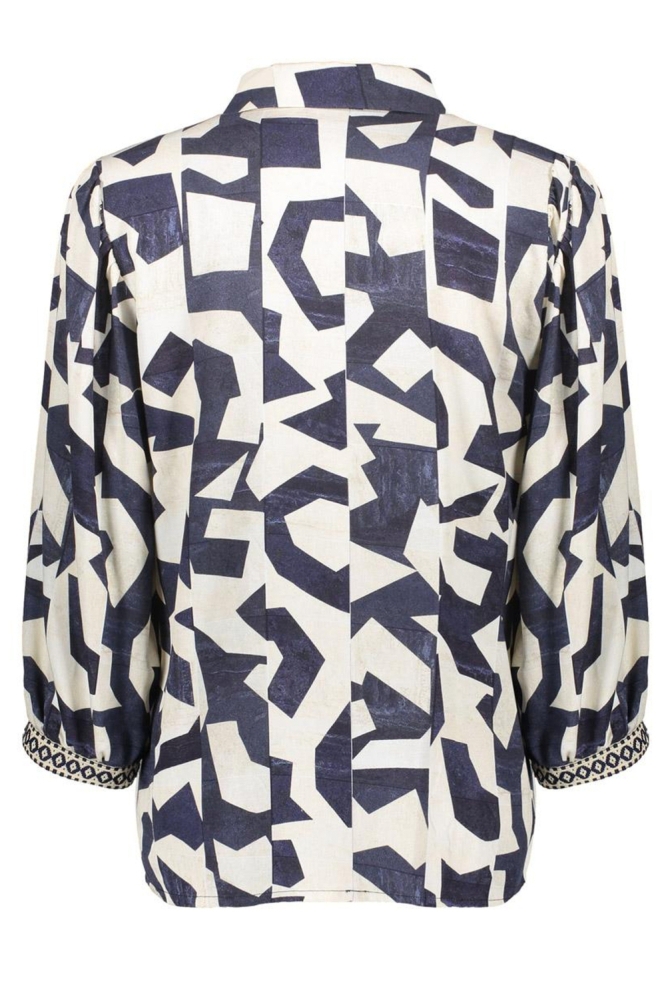 BLOUSE MET GRAFISCH PATROON 53200 20 000675 Navy/Sand