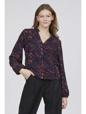 SisterS point Blouse VIABA LS SH 18392 NAVY/RED