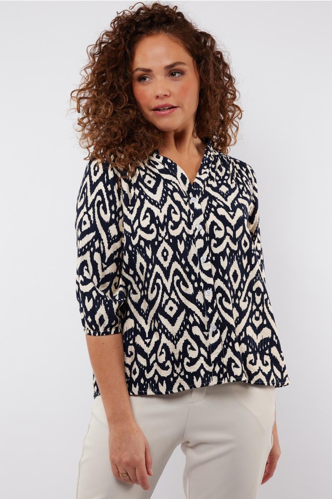 EMELIA BLOUSE 25VXJ01 SAND/NAVY BLUE