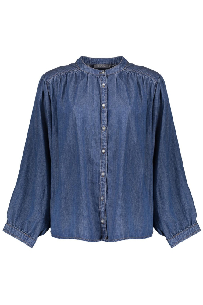 BLOUSE WIJDE MOUWEN 53013 10 827 MID BLUE DENIM