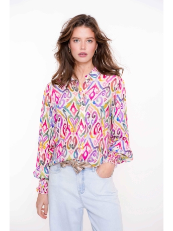 Geisha Blouse BLOUSE ECOLINE MULTICOLOR PRINT 53205 20 000010 Off-White/Lilac