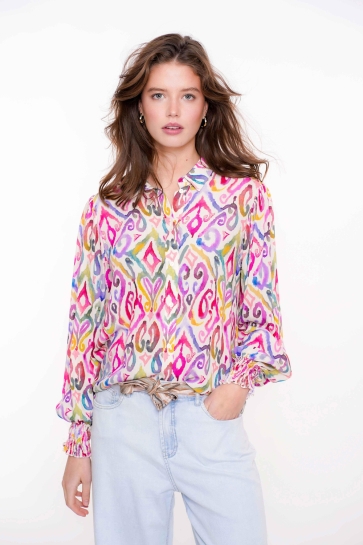 Geisha Blouse BLOUSE ECOLINE MULTICOLOR PRINT 53205 20 000010 Off-White/Lilac