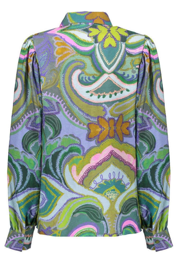 BLOUSE GRAFISCHE PRINT MET TAPE 53227 20 000530 Green/Purple