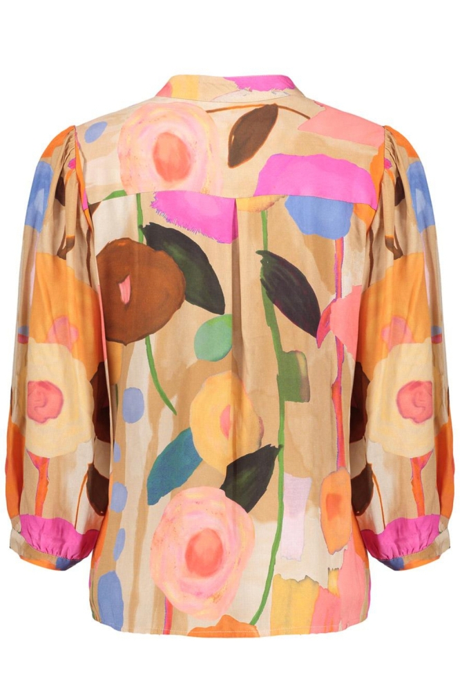 ABSTRACTE PRINT BLOUSE 53162 70 SAND/ORANGE/BLUE/GREEN