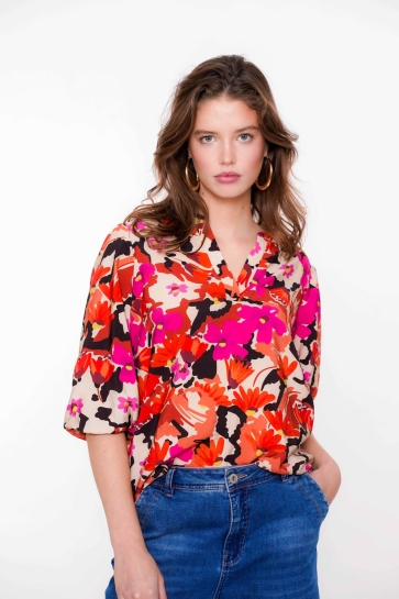 Geisha Blouse BLOEMEN BLOUSE 53221 20 CASSIS/ORANGE