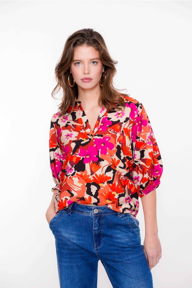 BLOEMEN BLOUSE 53221 20 CASSIS/ORANGE