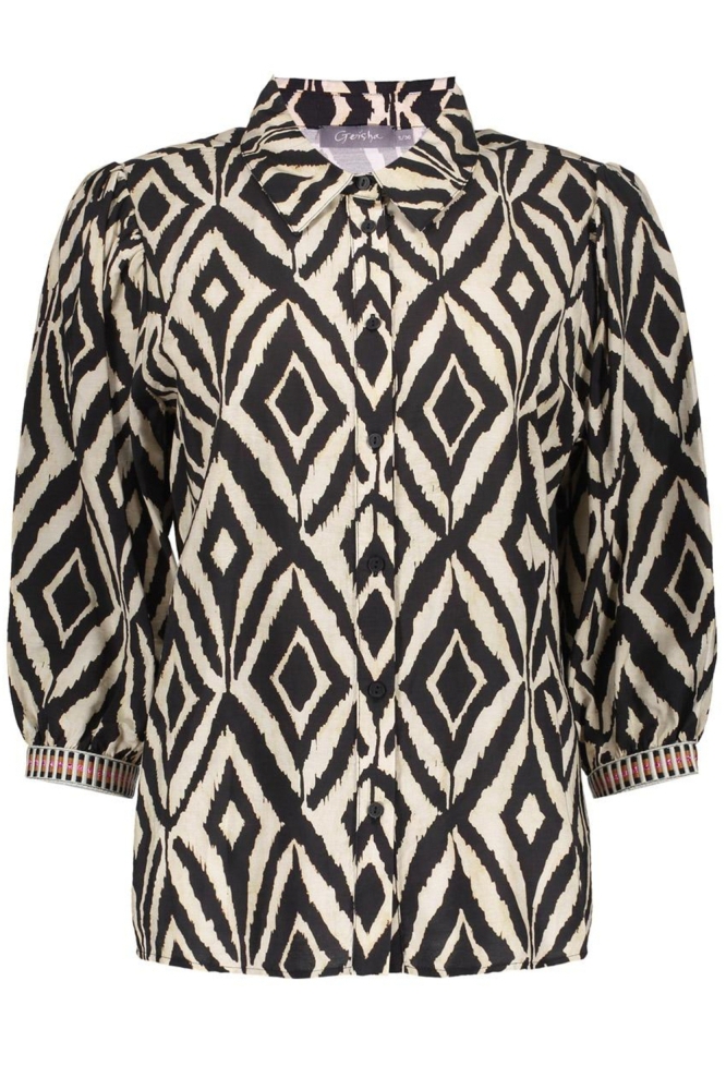 AZTEC BLOUSE MET TAPE 53261 20 BLACK/SAND