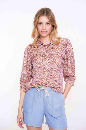 Geisha Blouse KLEURRIJKE BUTTERFLY BLOUSE 53266 20 Yellow/Lilac