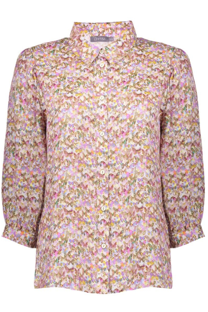 KLEURRIJKE BUTTERFLY BLOUSE 53266 20 Yellow/Lilac