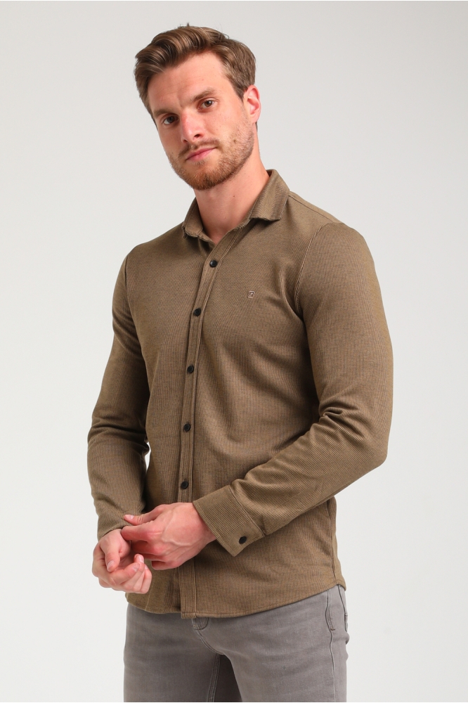 GESTREEPT OVERHEMD 334731 4412 Khaki brown