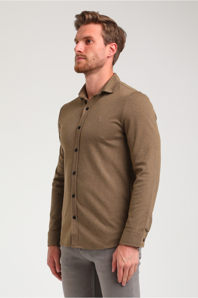 GESTREEPT OVERHEMD 334731 4412 Khaki brown