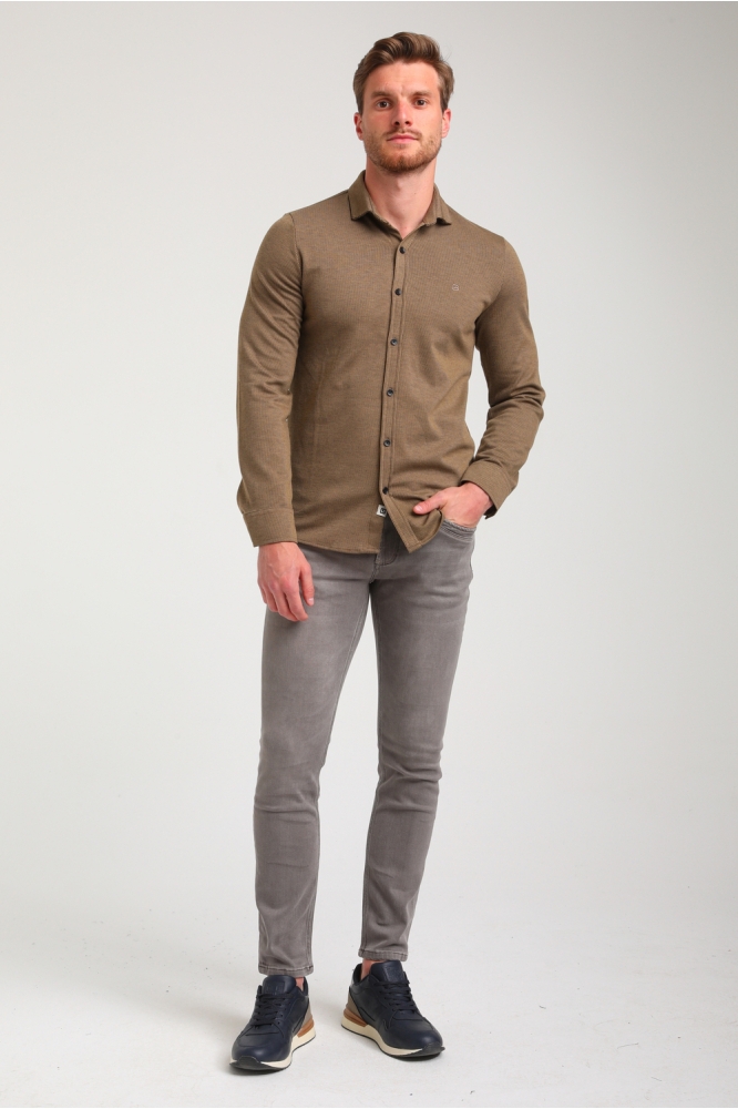 GESTREEPT OVERHEMD 334731 4412 Khaki brown