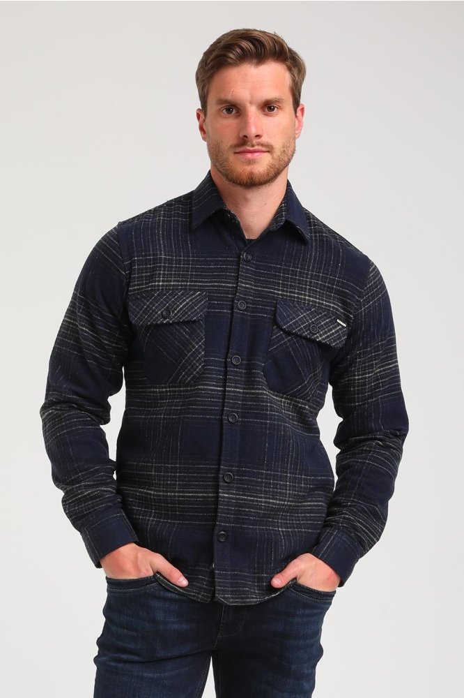 FLANNEL GERUITEN OVERHEMD 334736 301 Navy