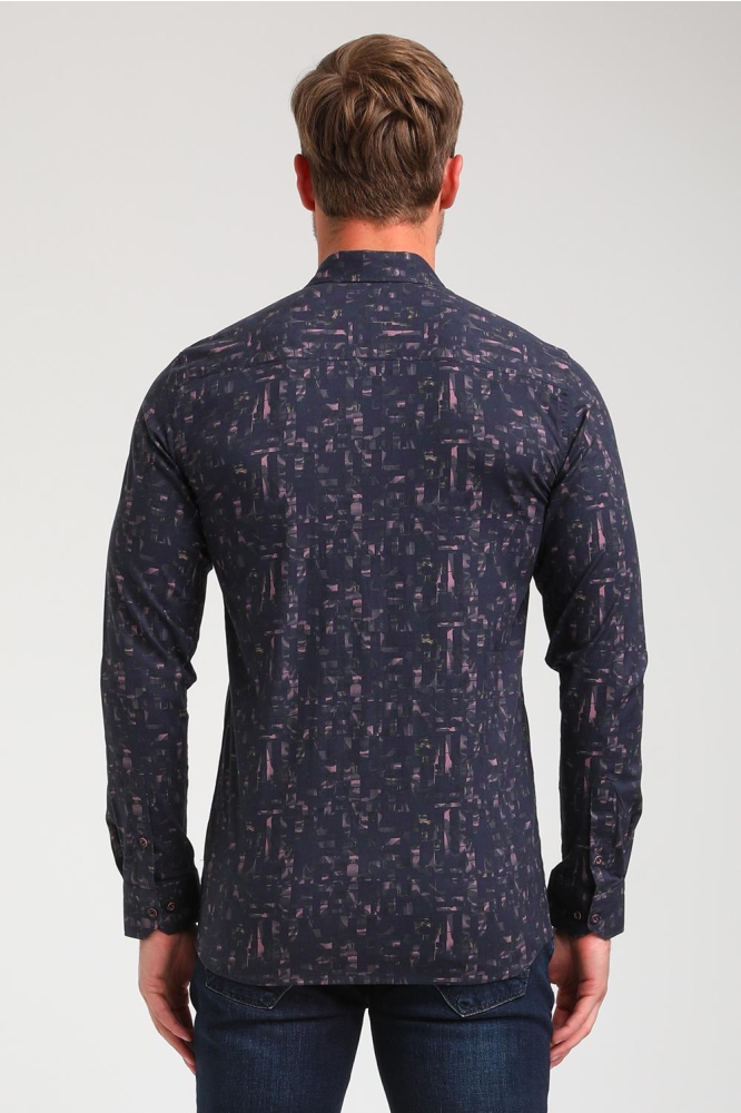 OVERHEMD MET GEOMETRISCH PATROON 334747 301 navy