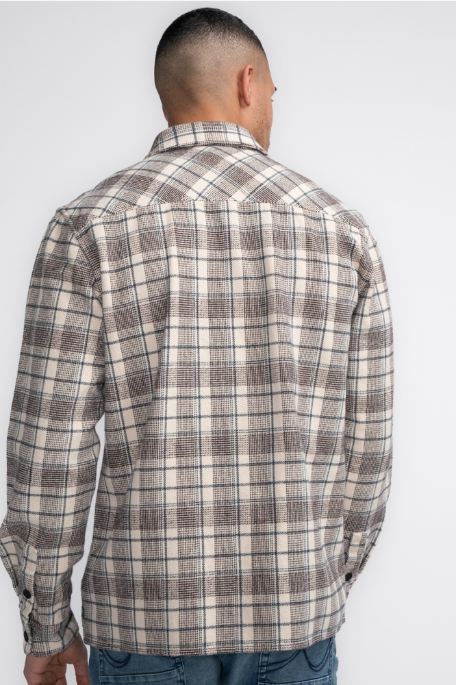 SHIRT LONG SLEEVE CHECK M 3040 SIL405 7137 Ecru