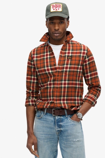 Superdry Overhemd L S COTTON LUMBERJACK SHIRT M4010727A OREGON CHECK ORANGE