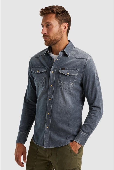 PME legend long sleeve shirt grey slate denim