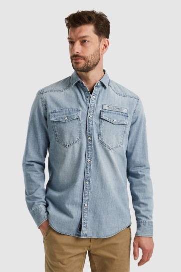 PME legend Overhemd DENIM SHIRT MET BADGES PSI2411252 BLD