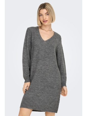 Jacqueline de Yong Jurk JDYELANORA L/S V-NECK DRESS KNT 15207844 Dark Grey Melange